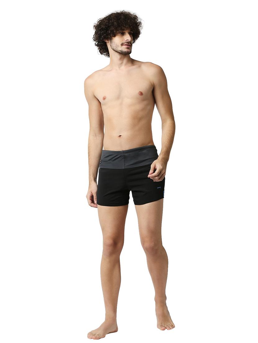 black color-blocked jammers bottomwear - 18351203 - Standard Image - 3
