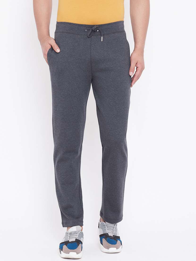 grey solid full length track pant