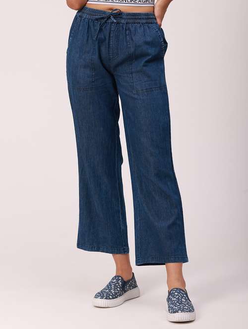 mid rise solid wide leg trouser - 18351322 -  Standard Image - 0