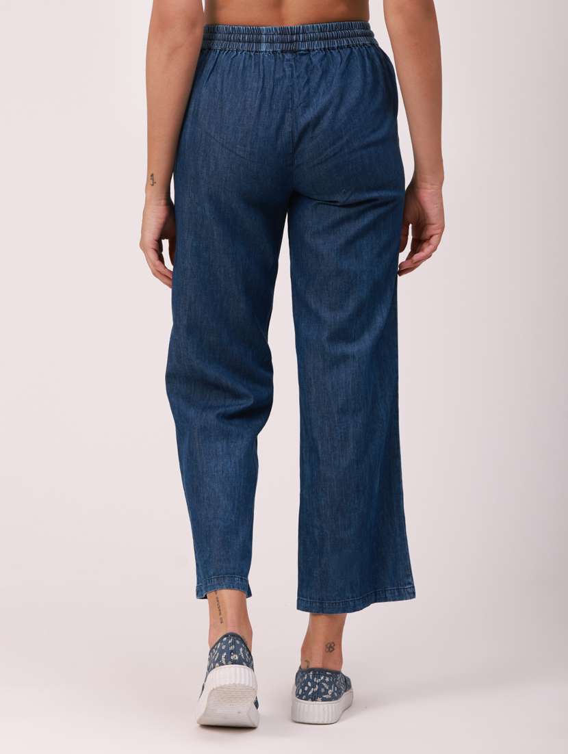 mid rise solid wide leg trouser - 18351322 -  Standard Image - 3