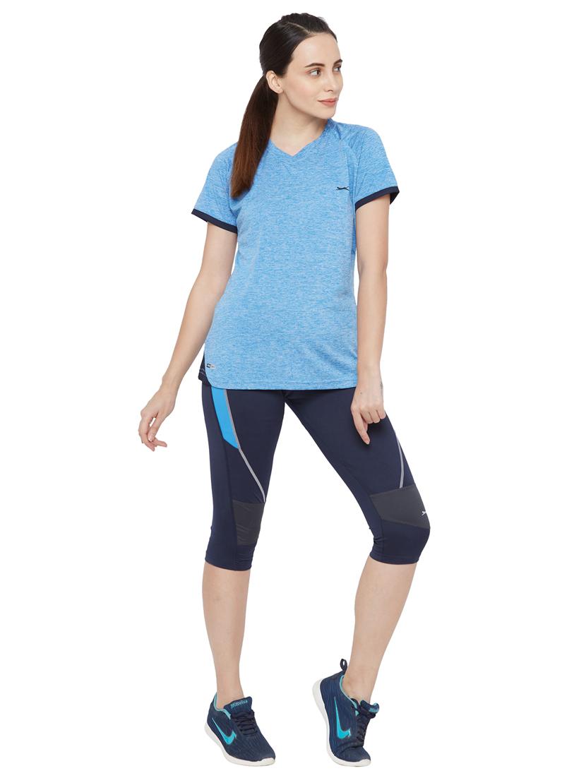 navy blue solid leggings capri - 18351327 - Standard Image - 3