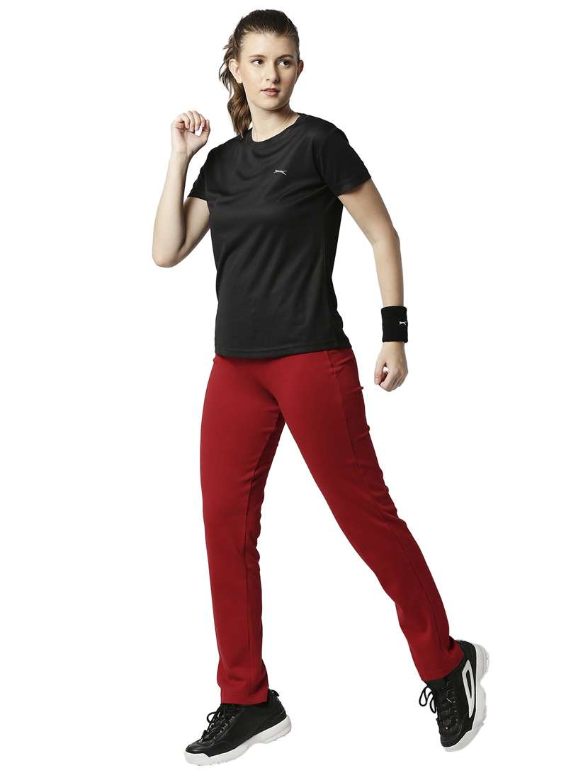 red solid track pant - 18351546 - Standard Image - 3
