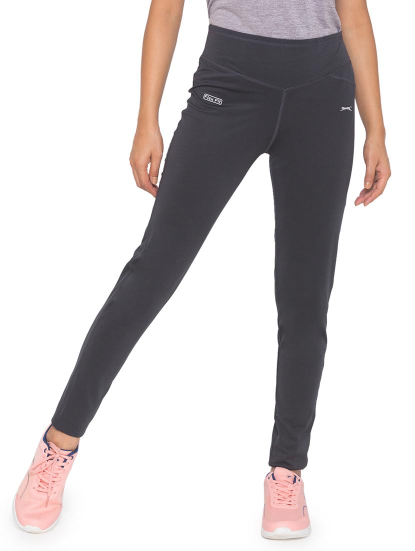 grey solid spandex track pant - 18351552 -  Zoom Image - 0