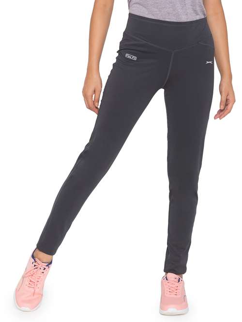 grey solid spandex track pant - 18351553 - Standard Image - 0