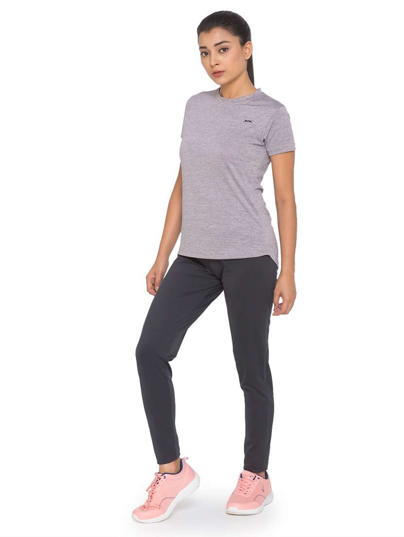 grey solid spandex track pant - 18351553 - Standard Image - 3