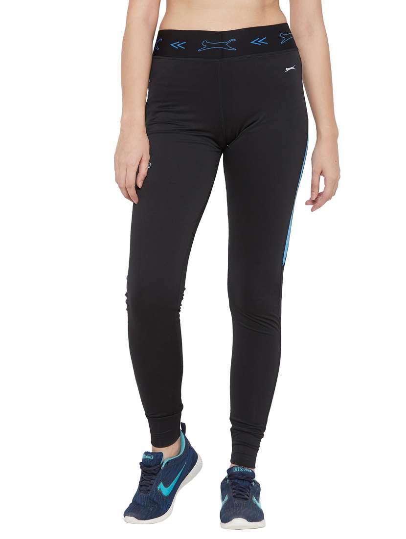 black solid spandex track pant - 18351560 - Zoom Image - 0