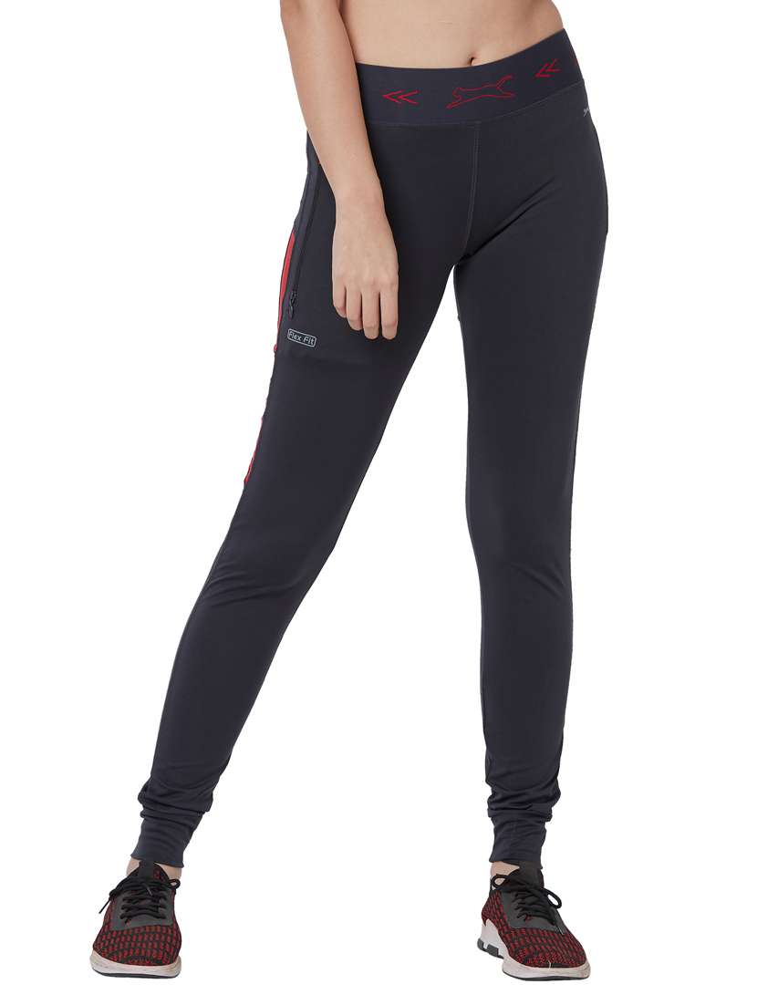 navy blue solid spandex track pant - 18351563 -  Zoom Image - 0