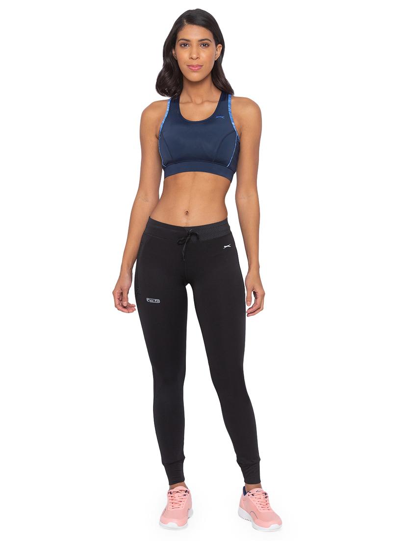 black solid spandex track pant - 18351567 - Standard Image - 3