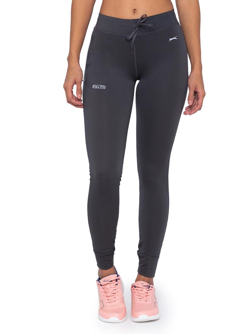 grey solid spandex track pant - 18351569 -  Zoom Image - 0