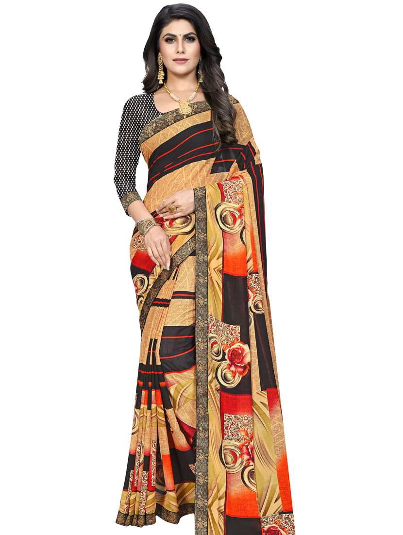 multi colored georgette printed saree - 18351648 -  Zoom Image - 0
