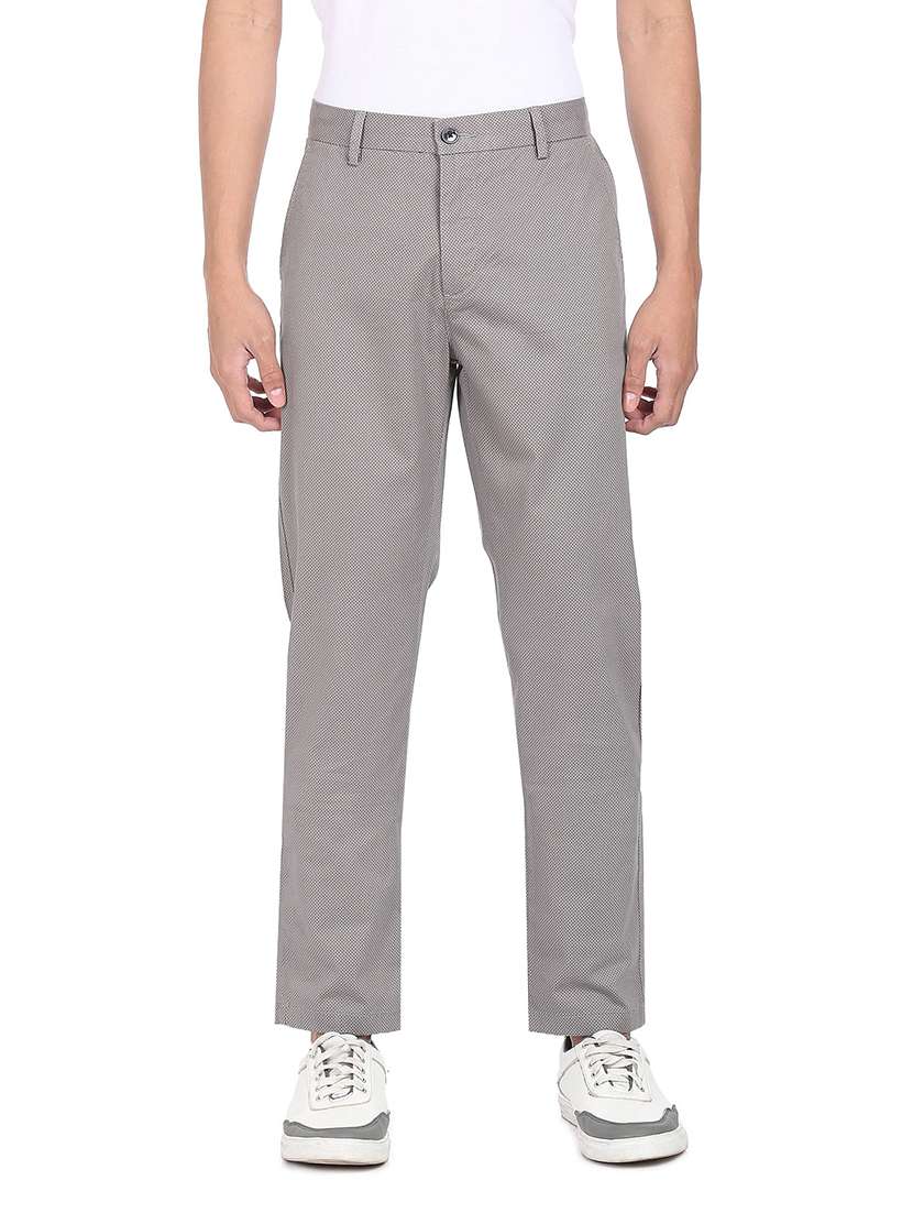 grey textured flat front formal trouser