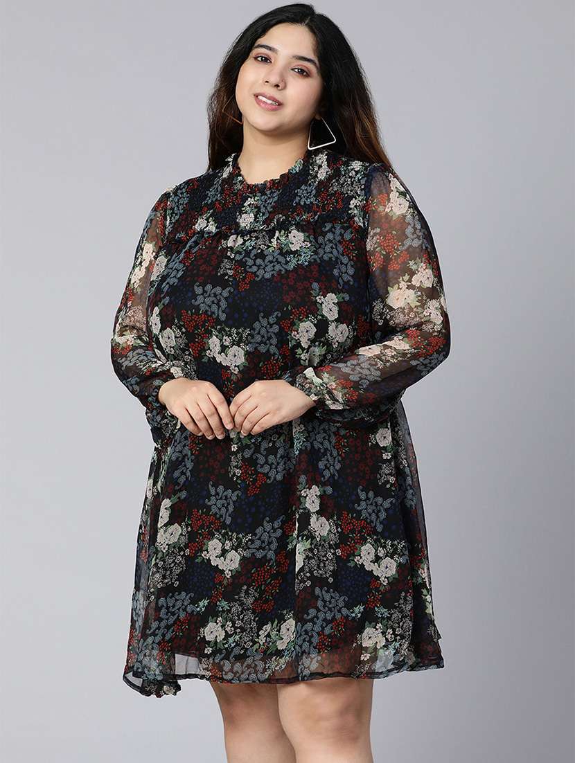 long sleeved floral a-line dress - 18354492 - Zoom Image - 0