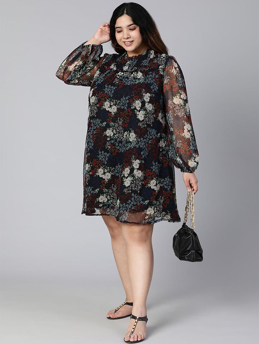 long sleeved floral a-line dress - 18354492 - Standard Image - 3