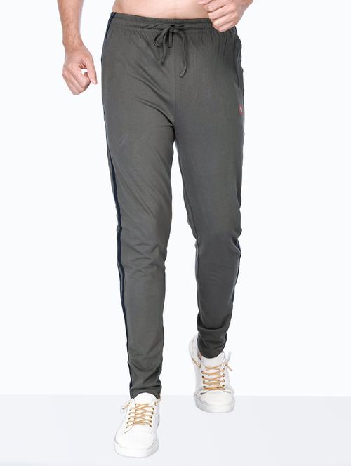 grey solid full length track pant - 18354861 -  Standard Image - 0