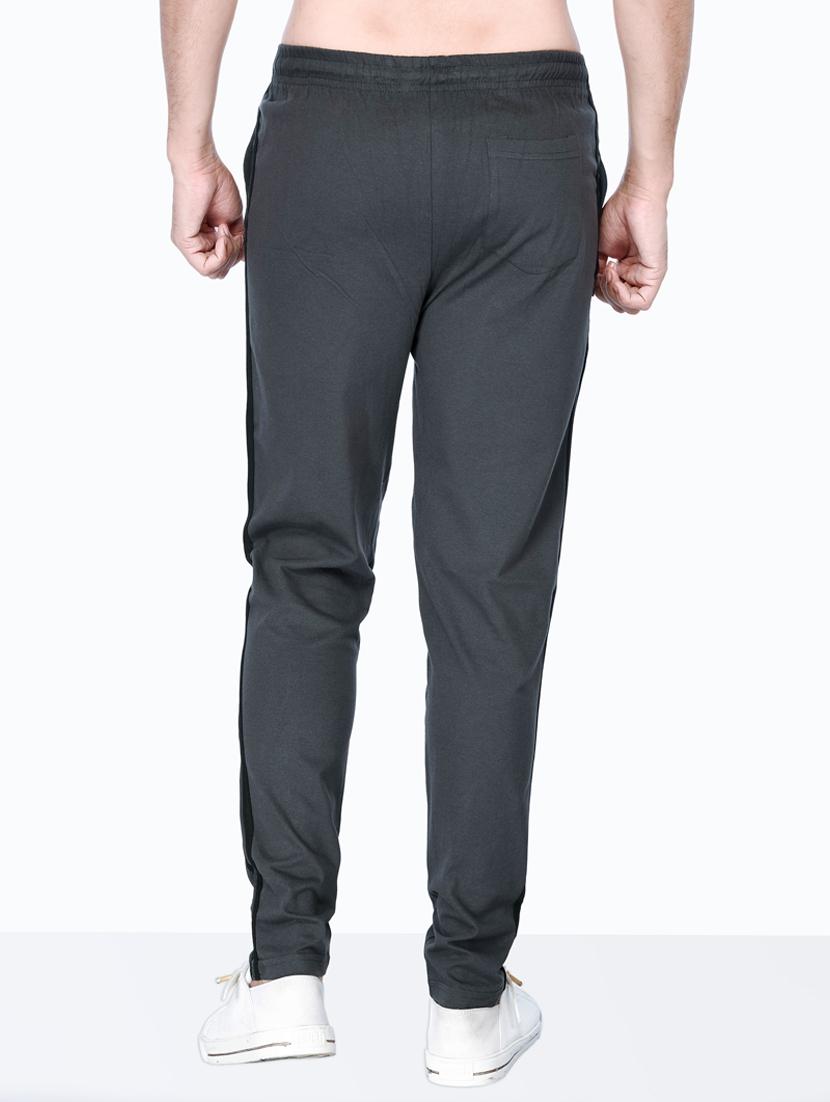 grey solid full length track pant - 18354862 - Standard Image - 3