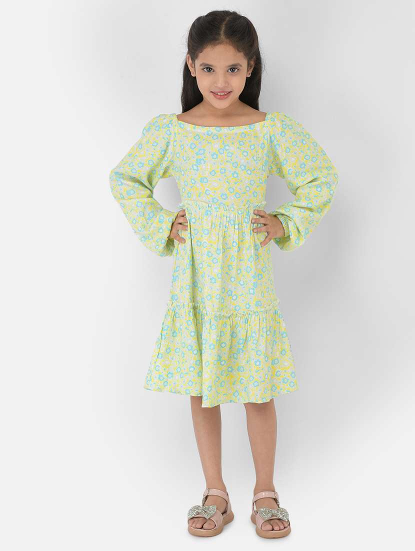 girls square neck long sleeves frock - 18355226 -  Zoom Image - 0