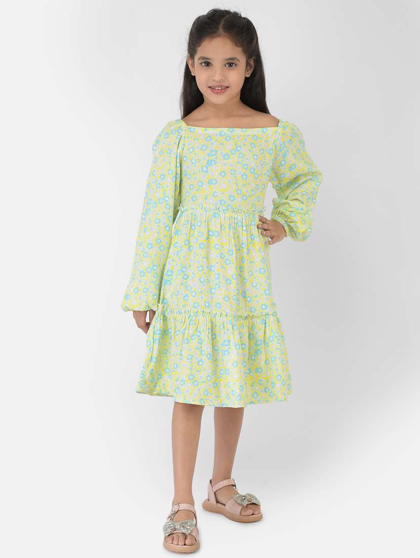 girls square neck long sleeves frock - 18355226 - Standard Image - 3