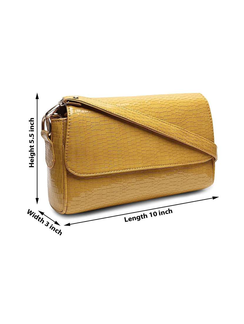 yellow textued regular sling bag - 18355698 - Standard Image - 3