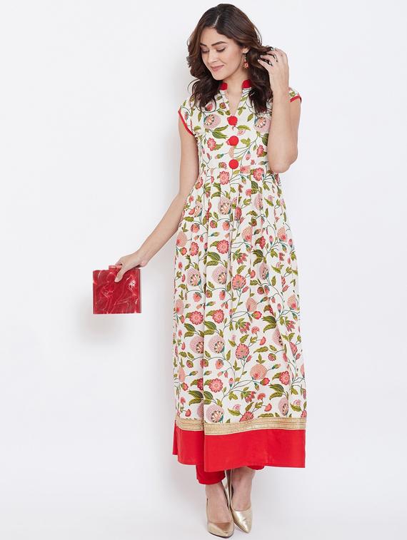 multi colored floral anarkali kurta - 18355831 - Zoom Image - 0