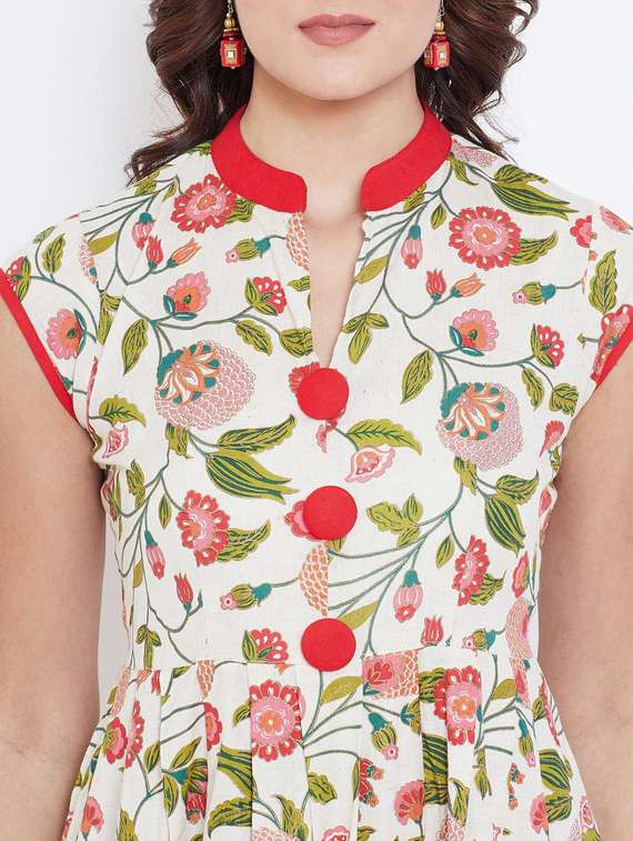 multi colored floral anarkali kurta - 18355831 - Standard Image - 3