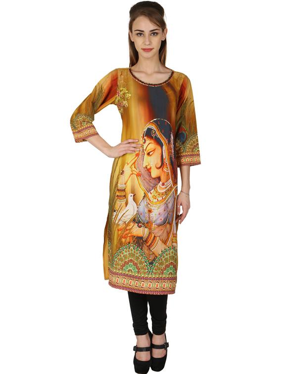 multi colored crepe straight kurta - 18355844 - Zoom Image - 0