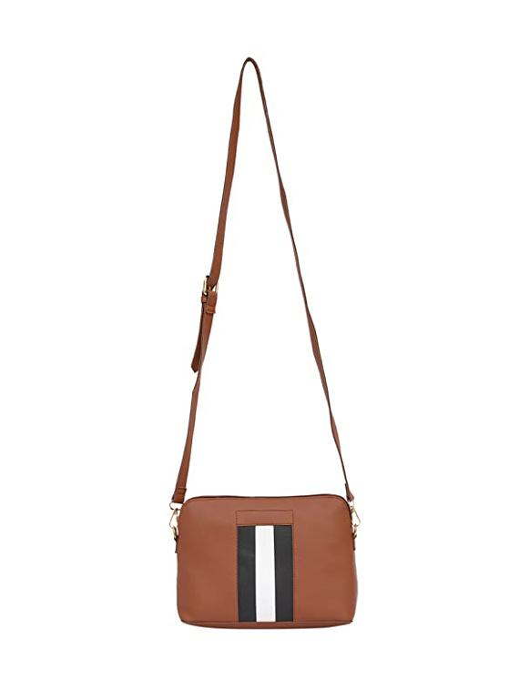 tan striped regular sling bag - 18355914 - Standard Image - 3