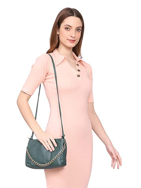 olive solid regular sling bag - 18355918 - Standard Image - 3