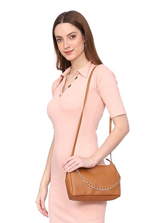 tan solid regular sling bag - 18355924 - Standard Image - 3