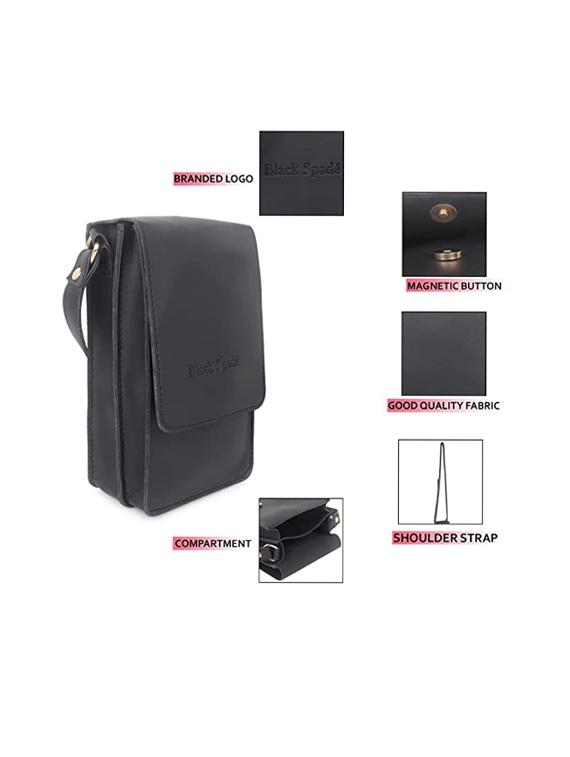 black solid regular sling bag - 18355956 - Standard Image - 3