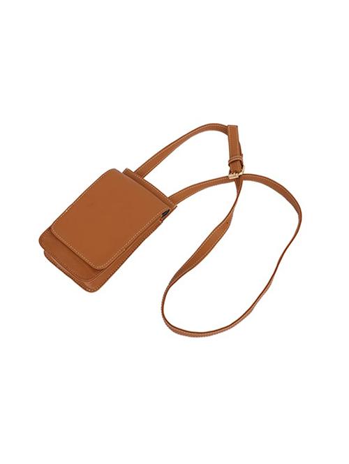 tan solid regular sling bag - 18355960 -  Standard Image - 0