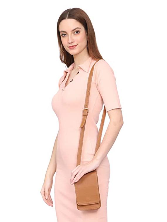 tan solid regular sling bag - 18355960 - Standard Image - 3
