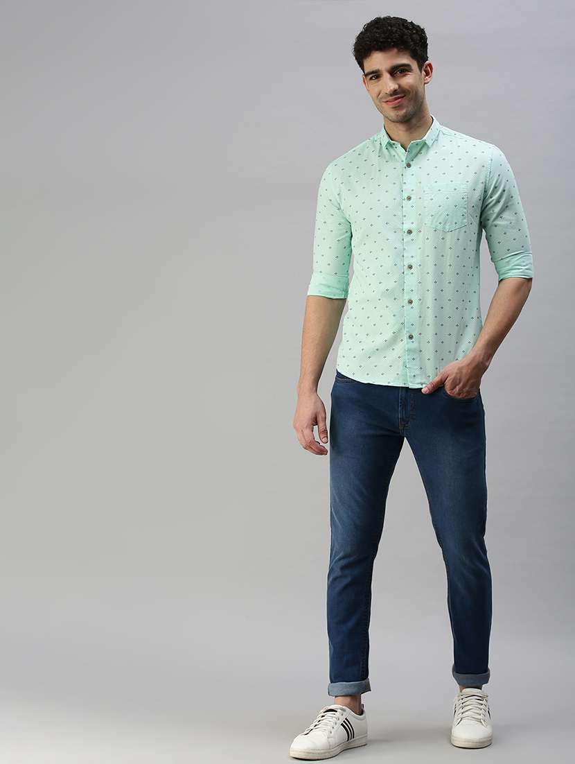 mens micro print casual shirt - 18356066 -  Standard Image - 3