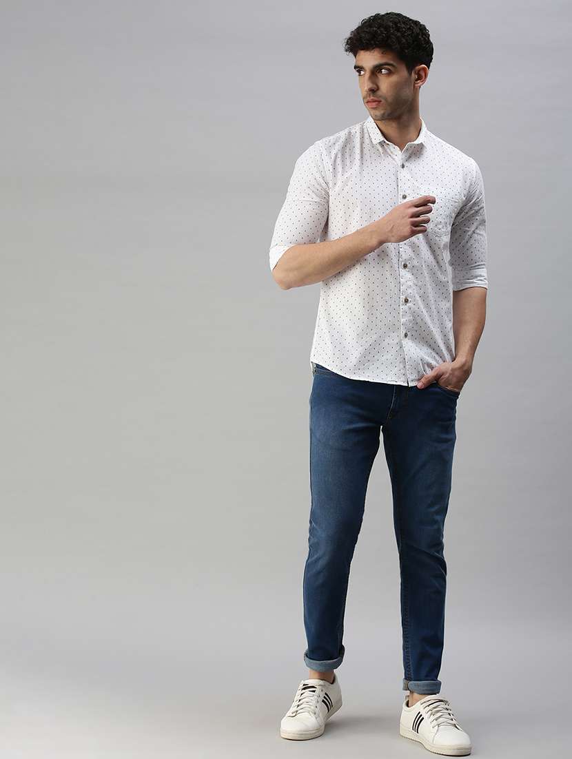 mens micro print casual shirt - 18356070 -  Standard Image - 3