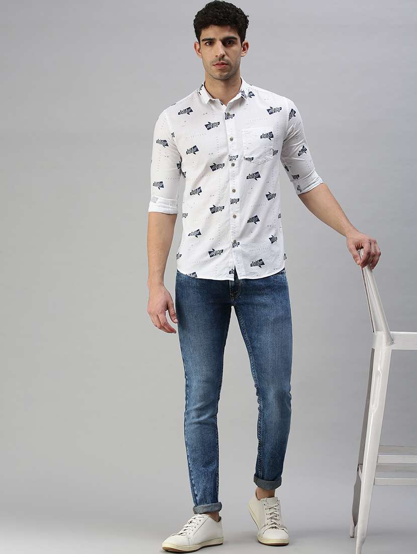 mens leaf print casual shirt - 18356072 -  Standard Image - 3