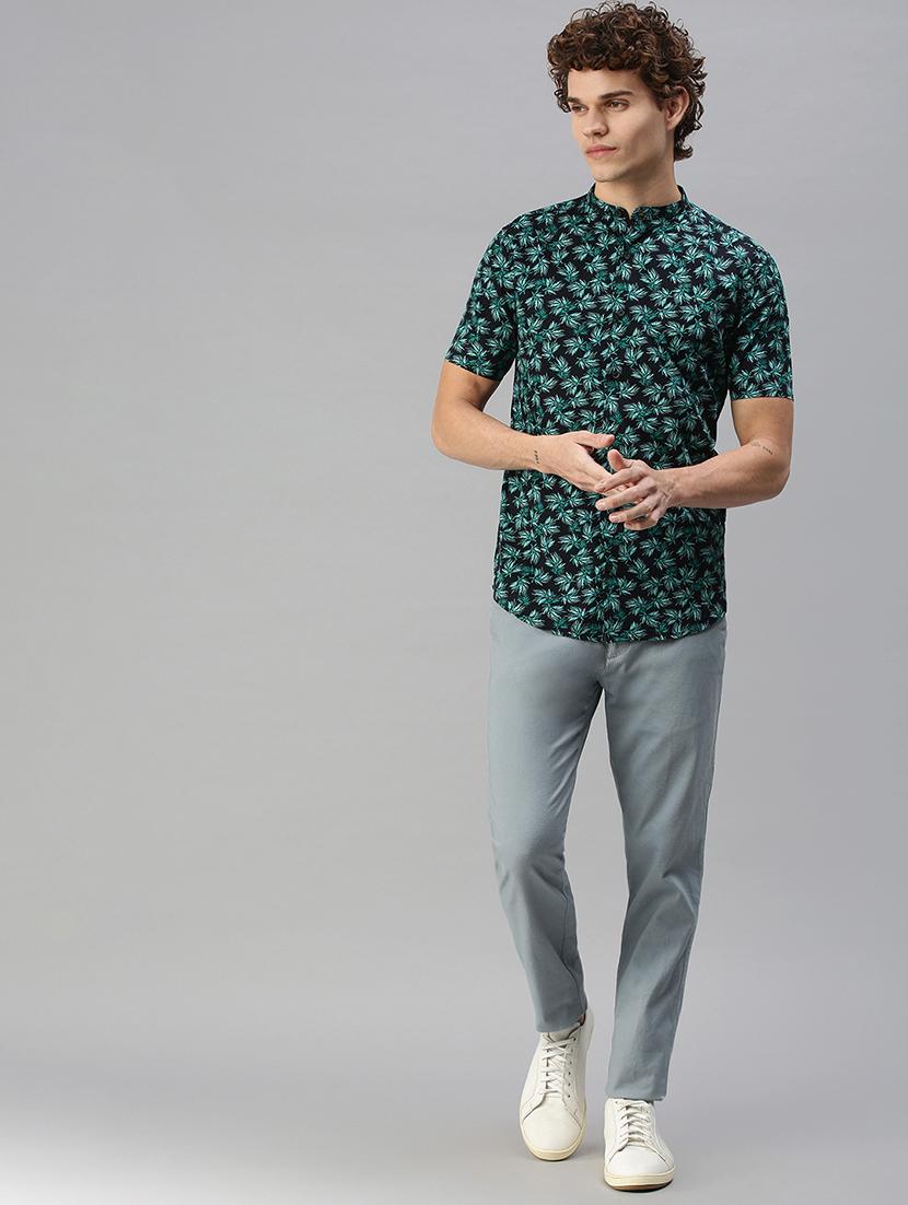mens leaf print casual shirt - 18356074 - Standard Image - 3