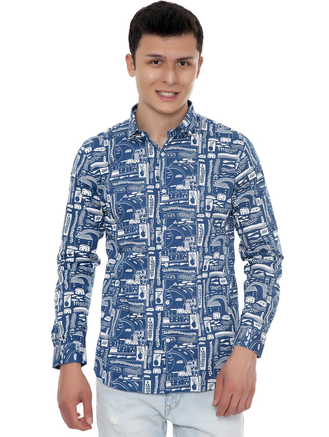 blue printed casual shirt