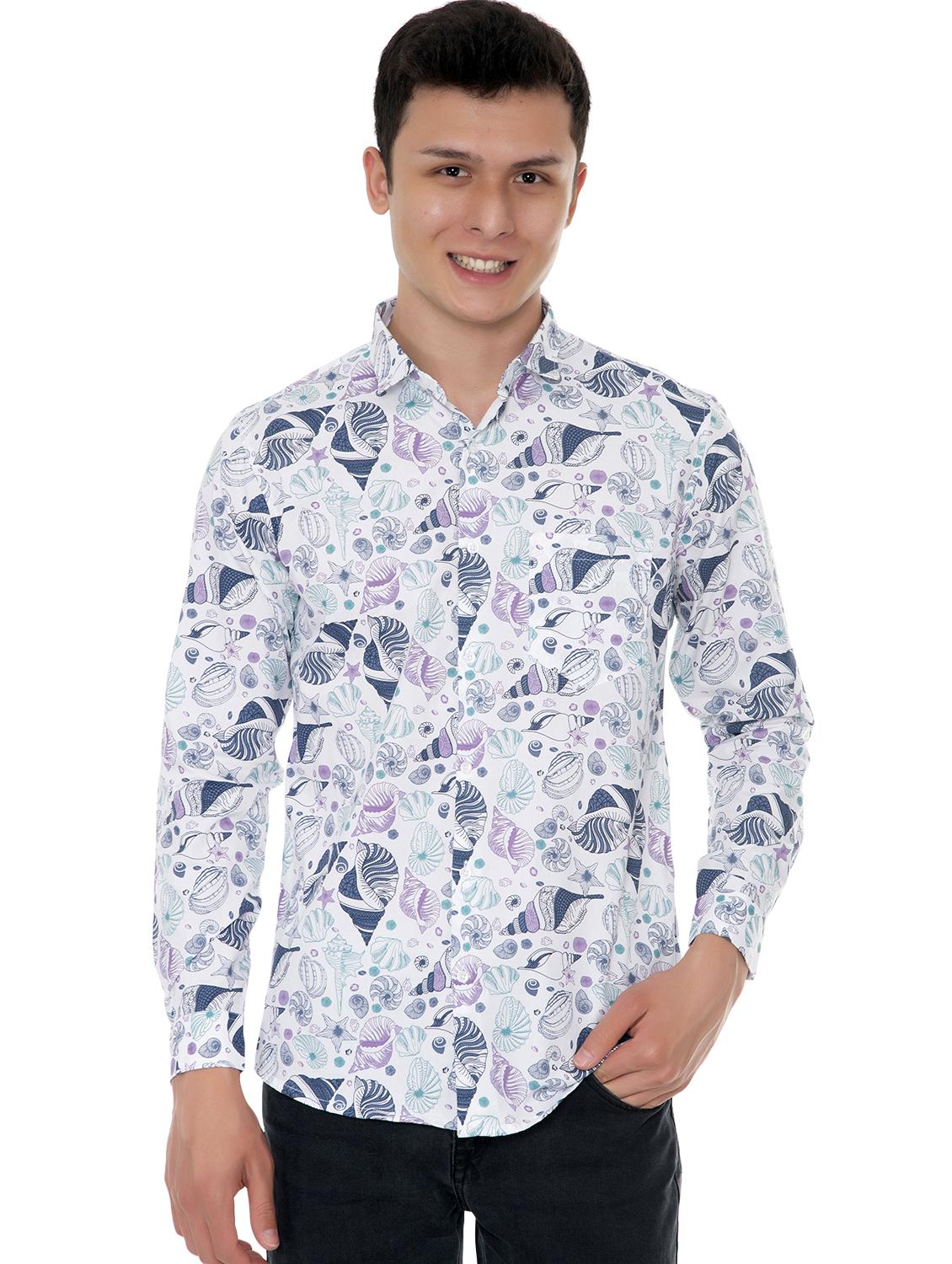 white printed casual shirt