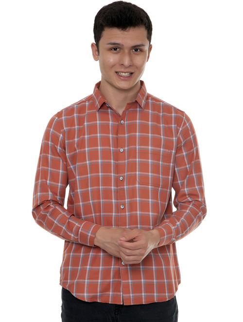 orange checkered casual shirt - 18356709 -  Standard Image - 0