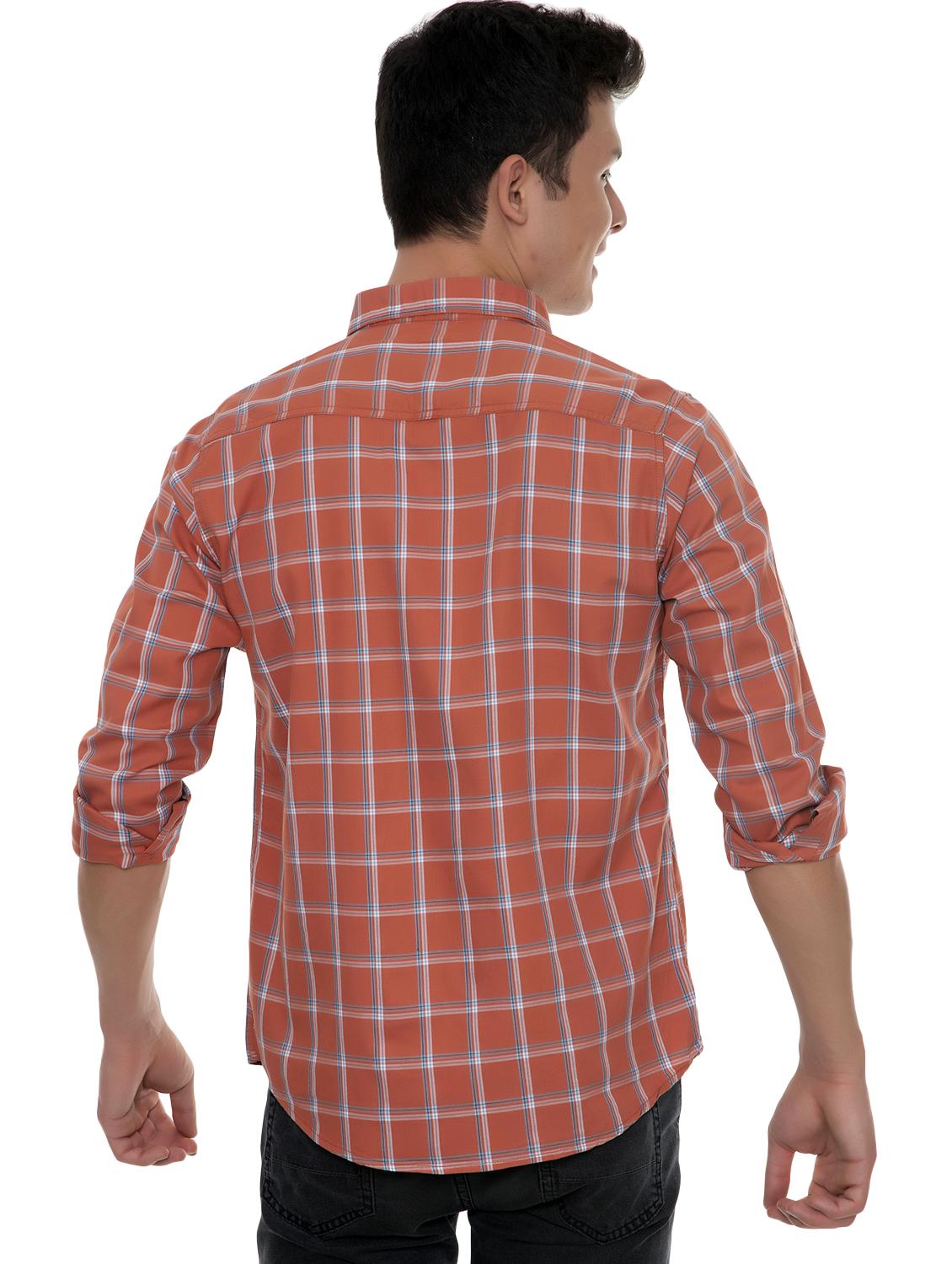 orange checkered casual shirt - 18356709 - Standard Image - 3