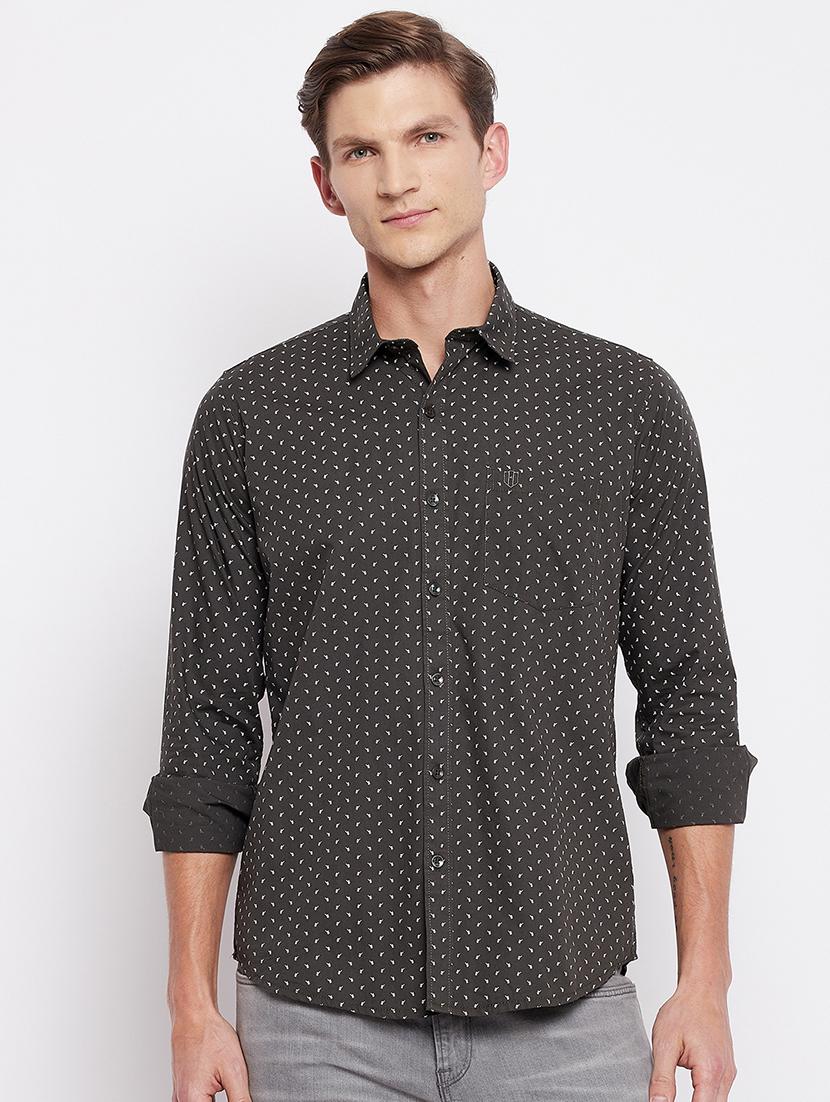 olive-green printed casual shirt - 18356810 - Zoom Image - 0