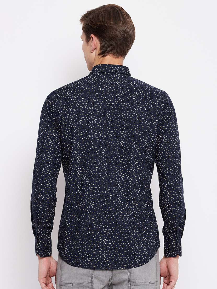navy blue printed casual shirt - 18356812 -  Standard Image - 3