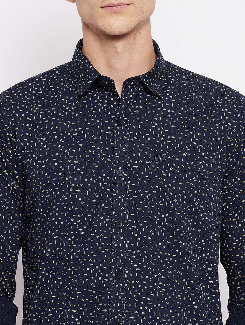 navy blue printed casual shirt - 18356812 -  Standard Image - 5
