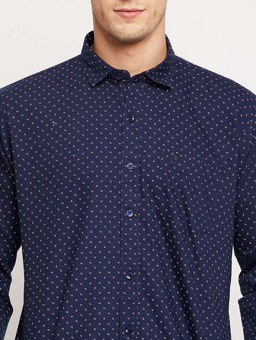 navy blue printed casual shirt - 18356817 -  Standard Image - 5