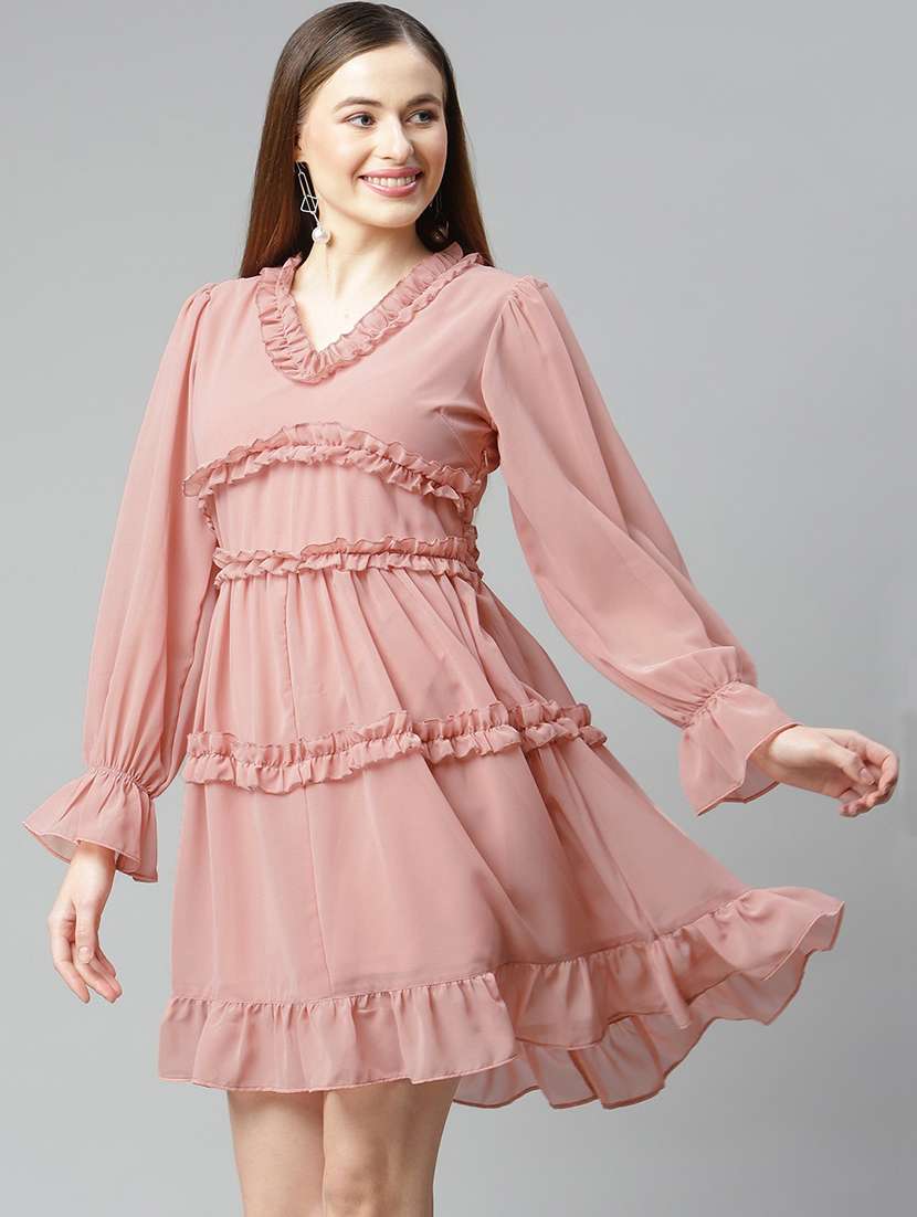 women's tiered dress solid dress