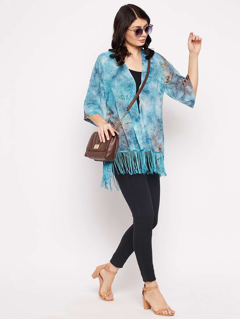three querter sleeve tie & dye regular shrug - 18359176 -  Standard Image - 3