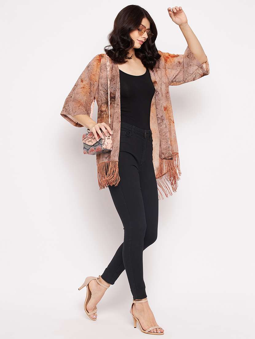 Three Querter Sleeve Tie & Dye Regular Shrug - 18359177 -  Standard Image - 3