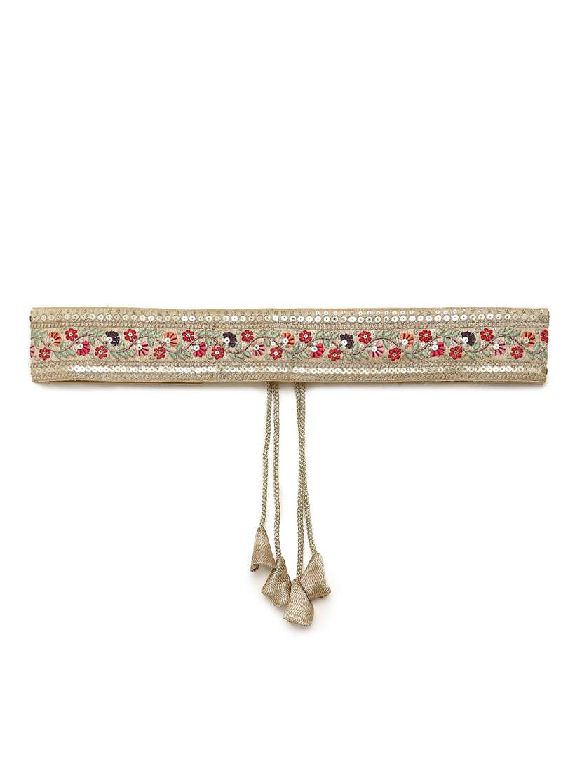 beige embellished waist belt