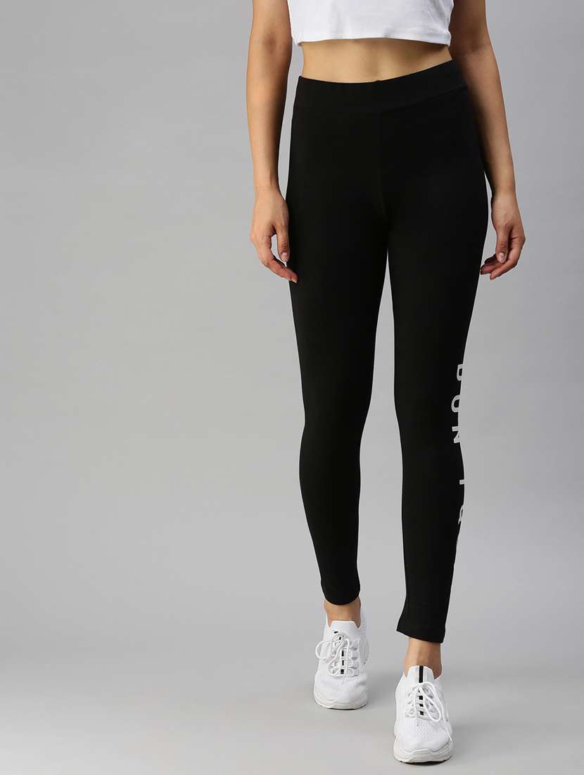 black printed high rise active wear tight