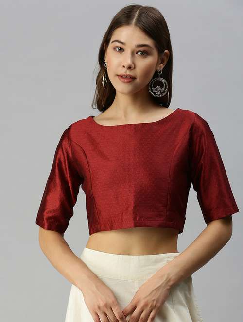 maroon solid blouse