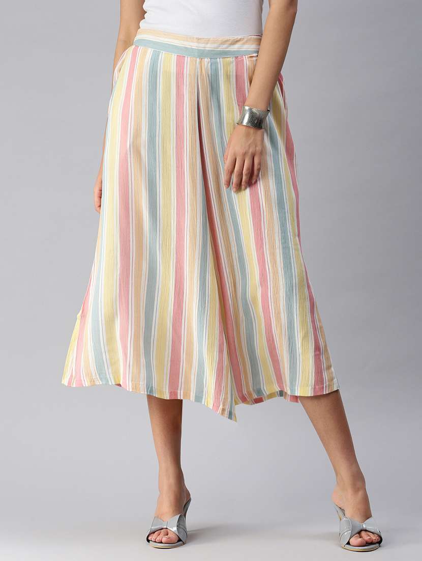 mid rise striped flared palazzo